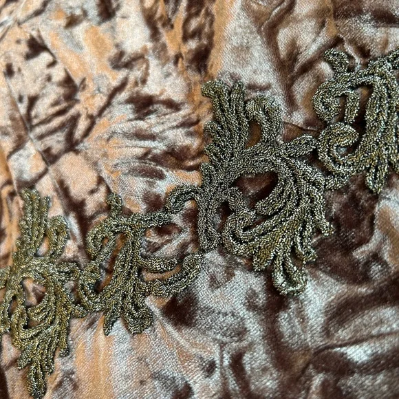 Vintage Velvet Midi Skirt brown gold size 16 embellished - Picture 10 of 14